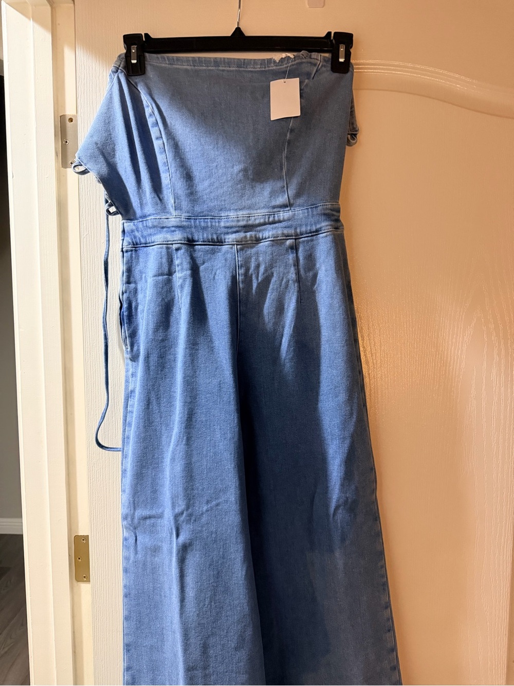 Good American Light Blue Denim Strappy Back Jumpsuit - Picture 6 of 6